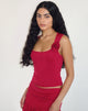 Afbeelding van Charley Rosette Top in Lycra Slinky Red