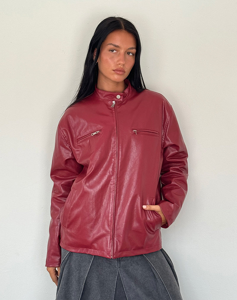 Charlize Moto jas in PU rood