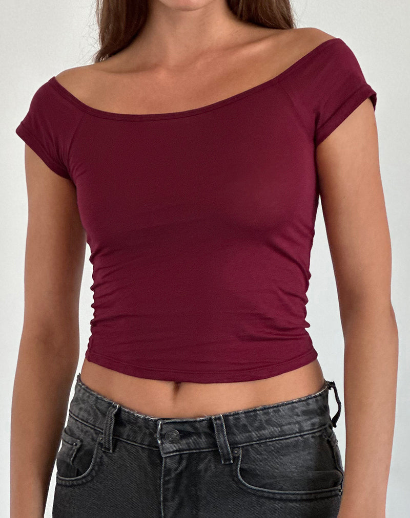 Afbeelding van Charya Off Shoulder Top in Bourgondië