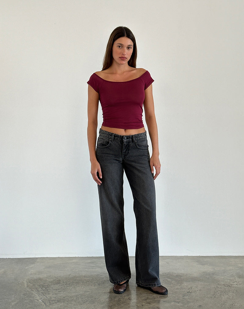 Afbeelding van Charya Off Shoulder Top in Bourgondië