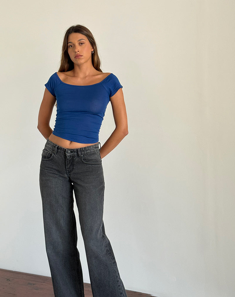 Afbeelding van Charya Off The Shoulder Top in Oogverblindend Blauw