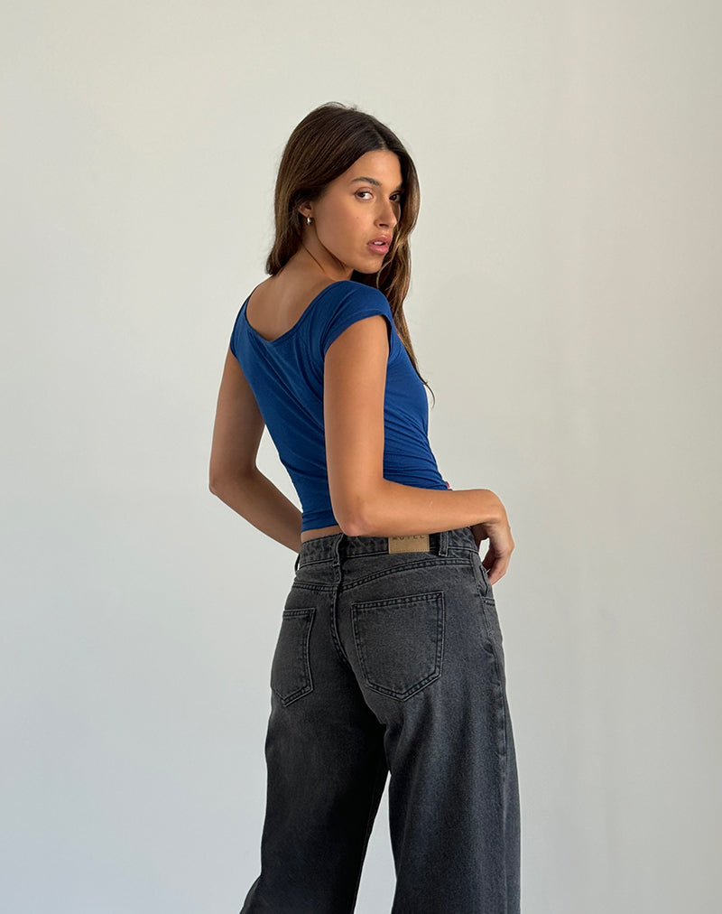 Afbeelding van Charya Off The Shoulder Top in Oogverblindend Blauw