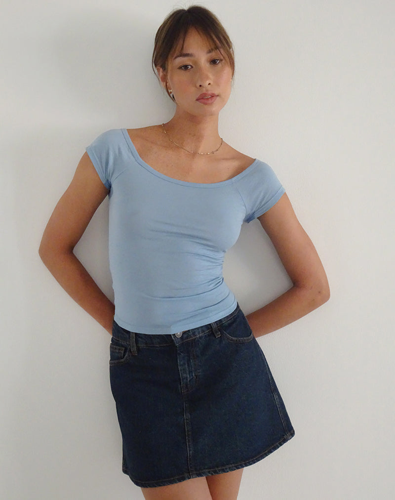 Afbeelding van Charya Off Shoulder Top in Nantucket Blue