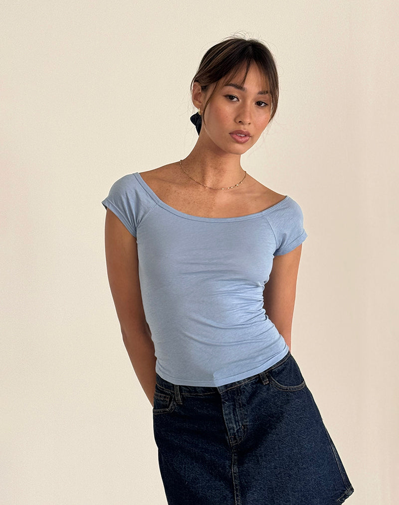 Afbeelding van Charya Off Shoulder Top in Nantucket Blue