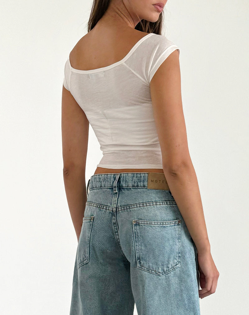 Afbeelding van Roomy Extra Wide Low Rise Jeans in Washed Blue Green