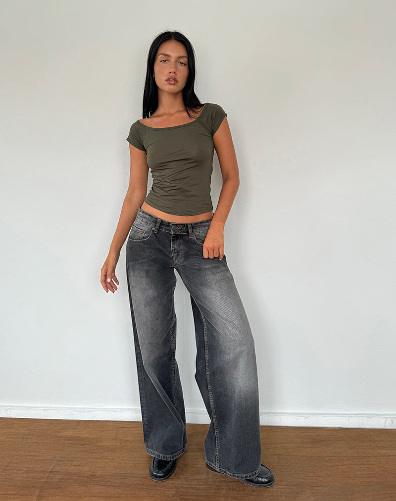 Afbeelding van Charya Off The Shoulder Top in Olijf