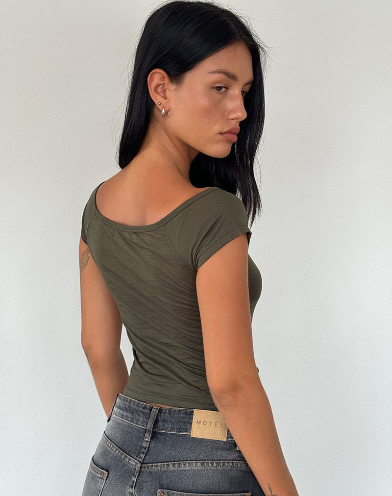 Afbeelding van Charya Off The Shoulder Top in Olijf