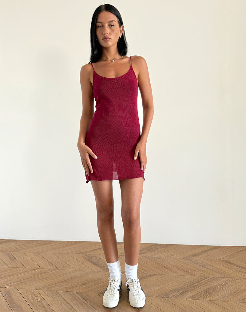 Chiara Mini Dress in Sheer Knit Rood