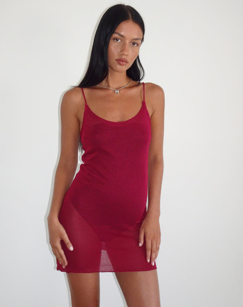 Afbeelding van Chiara Mini Dress in Sheer Knit Red