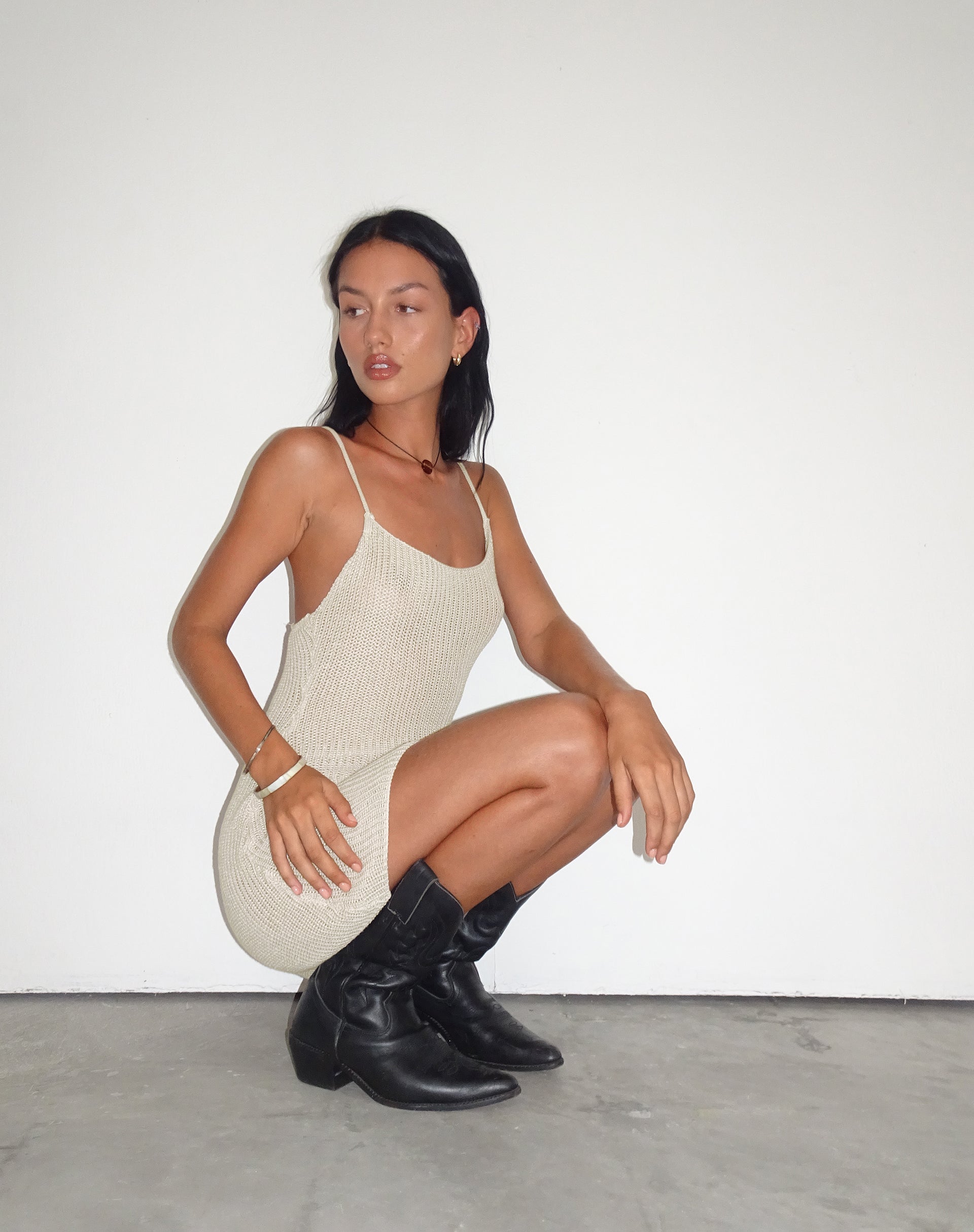 Afbeelding van Chiara Gebreide Mini Dress in Neutral