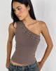 Afbeelding van Chivago Cross Lace Up Top in Coffee Quartz