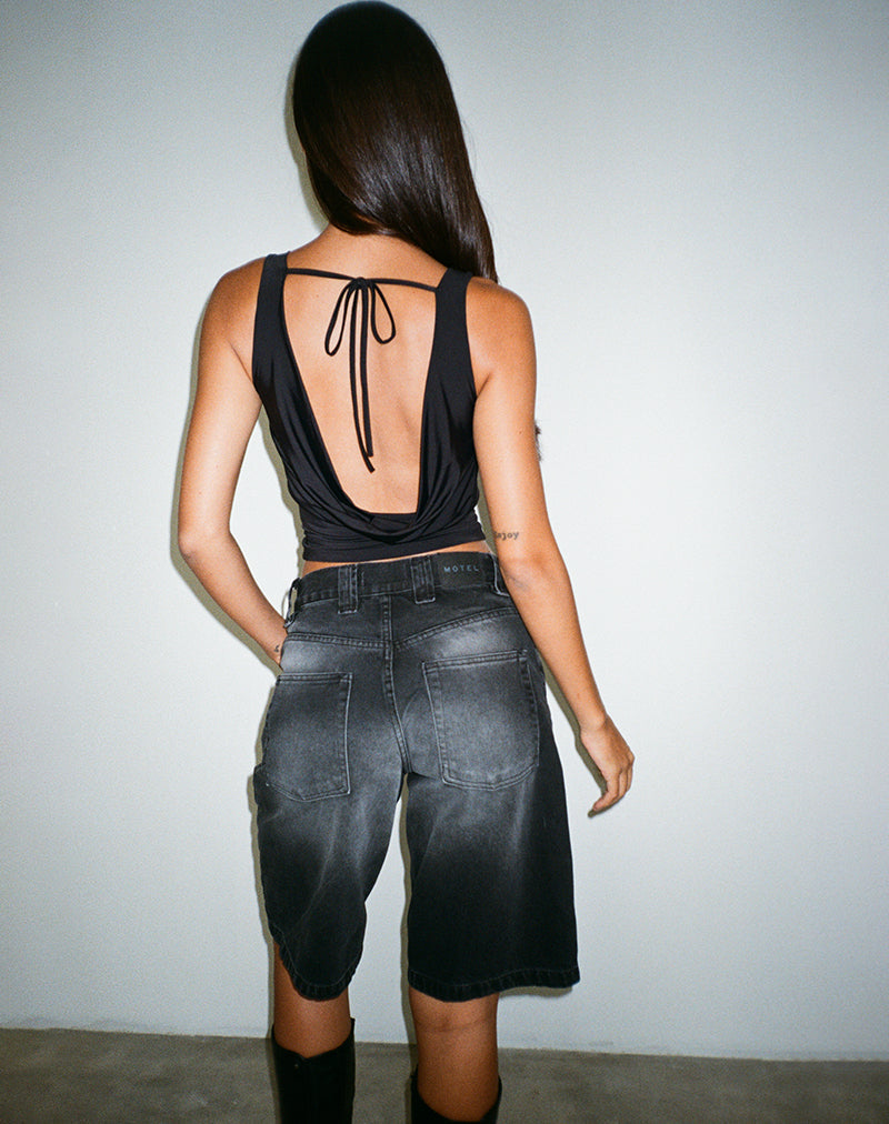 Afbeelding van Chuya Cowl Back Top in Slinky Black