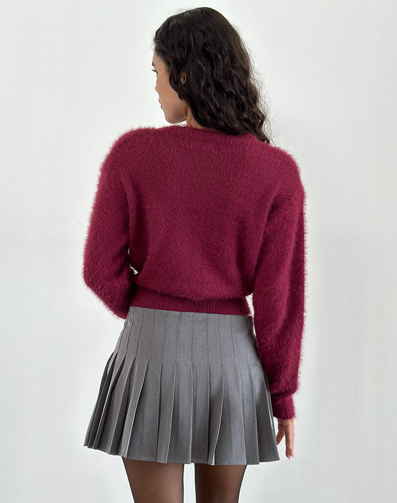 Afbeelding van Cida Geplooide Mini Rok in Donker Houtskool
