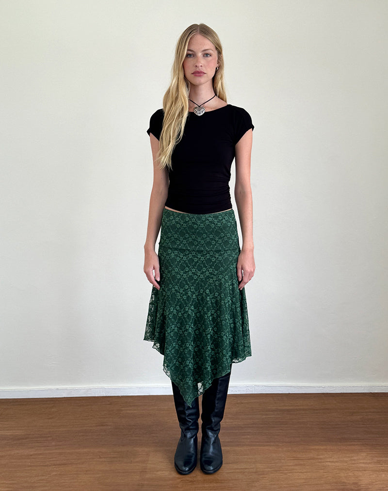 Afbeelding van Cinta Midi rok in Sage Canina Rose Kant