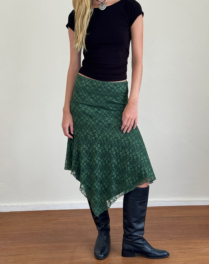 Cinta Midi rok in Sage Canina Rose kant