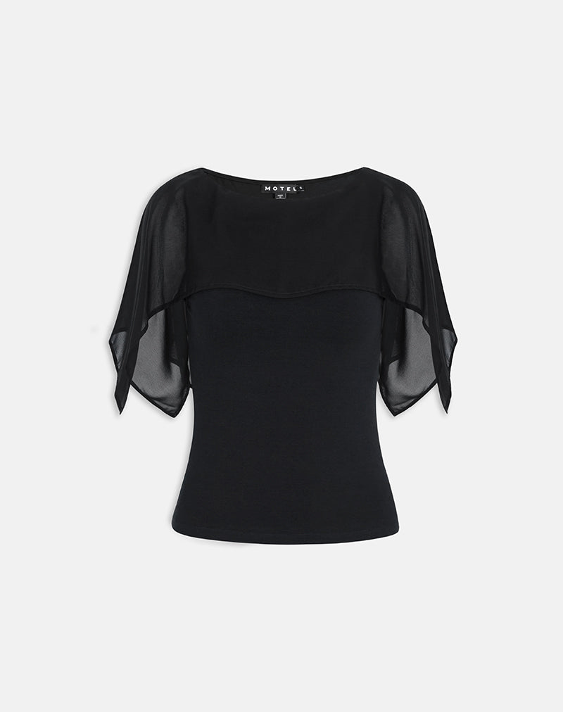 Afbeelding van Cirata Top in Rayon Jersey Chiffon Zwart