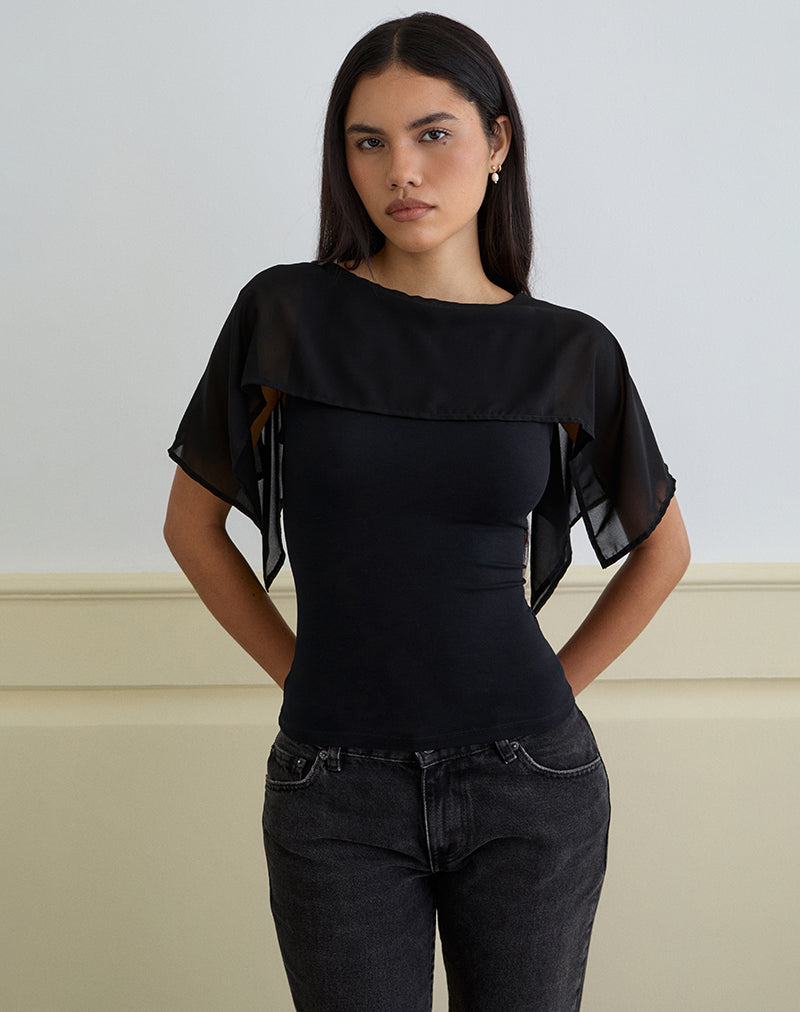 Afbeelding van Cirata Top in Rayon Jersey Chiffon Zwart