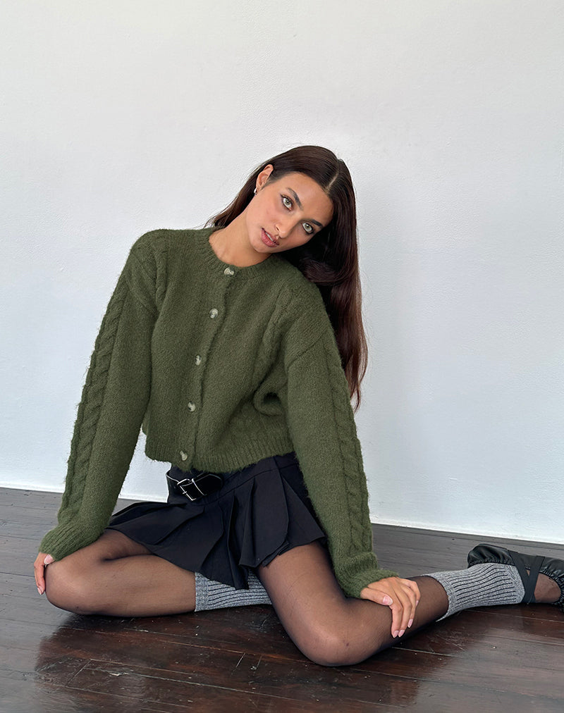 Claire gebreid vest in bosgroen