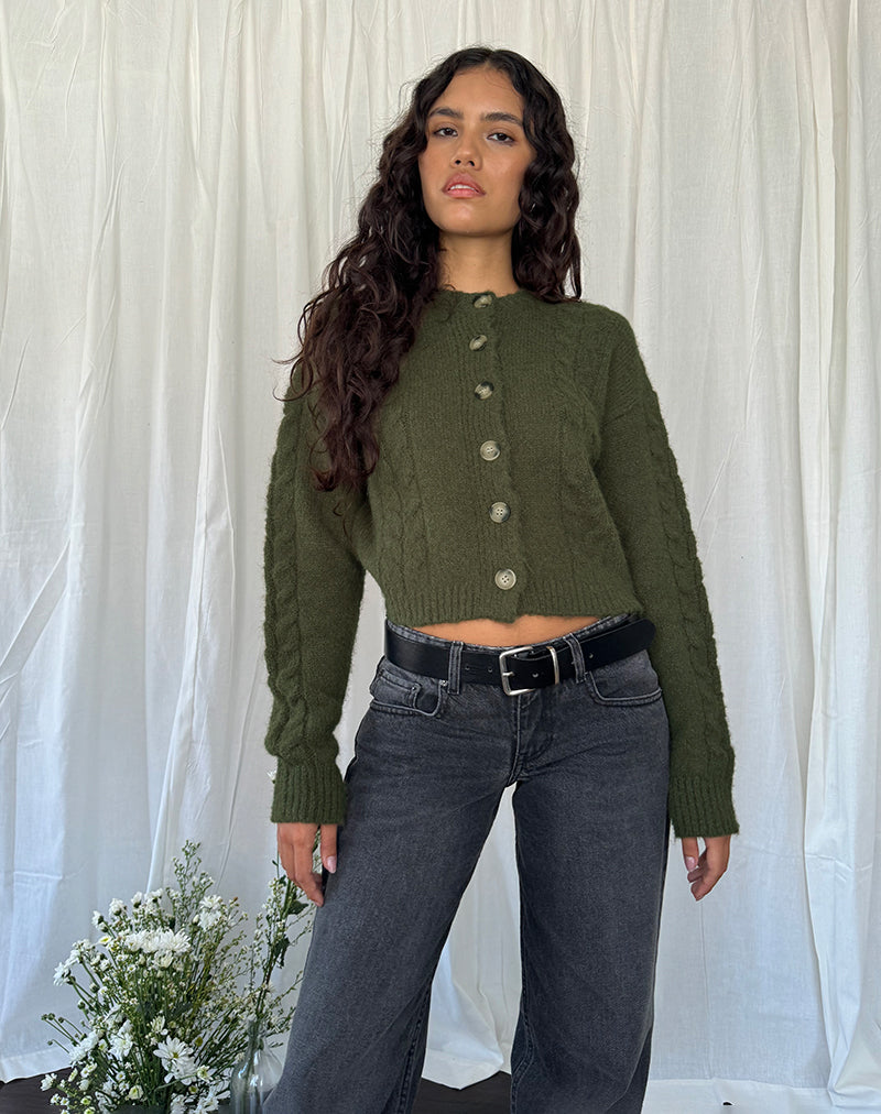 Claire gebreid vest in bosgroen