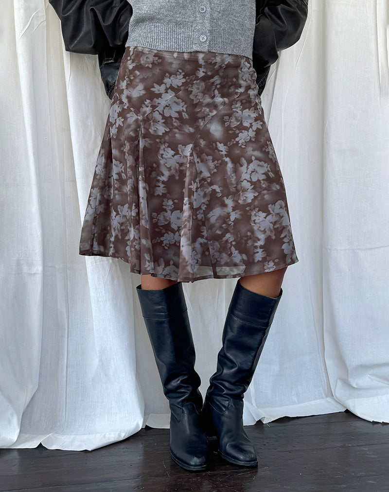 Clarita Midi rok in Botanical Shadow Brown