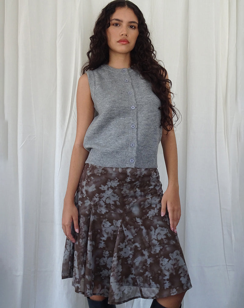 Clarita Midi rok in Botanical Shadow Brown