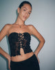 Afbeelding van Claryn Corset Top in Mesh Zwart Romantic Rose Flock
