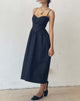Afbeelding van Clementine Korset Midi Dress in Zwart Popeline