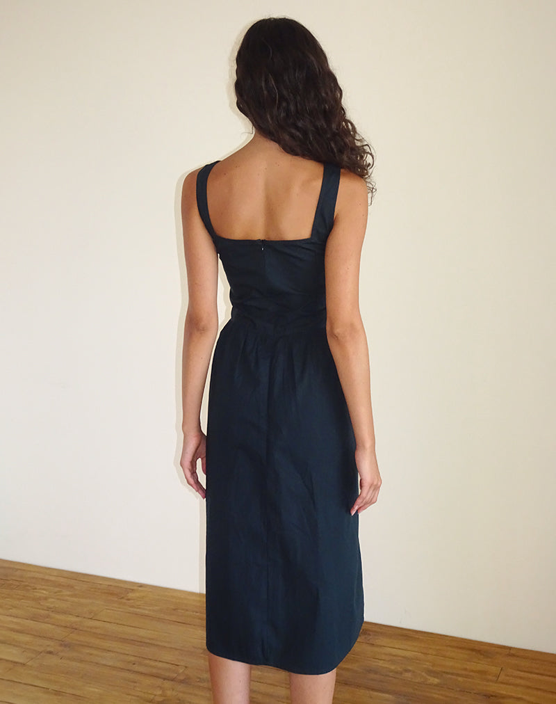 Afbeelding van Clesiel Midi Dress in Tap Shoe met Off White Strikken