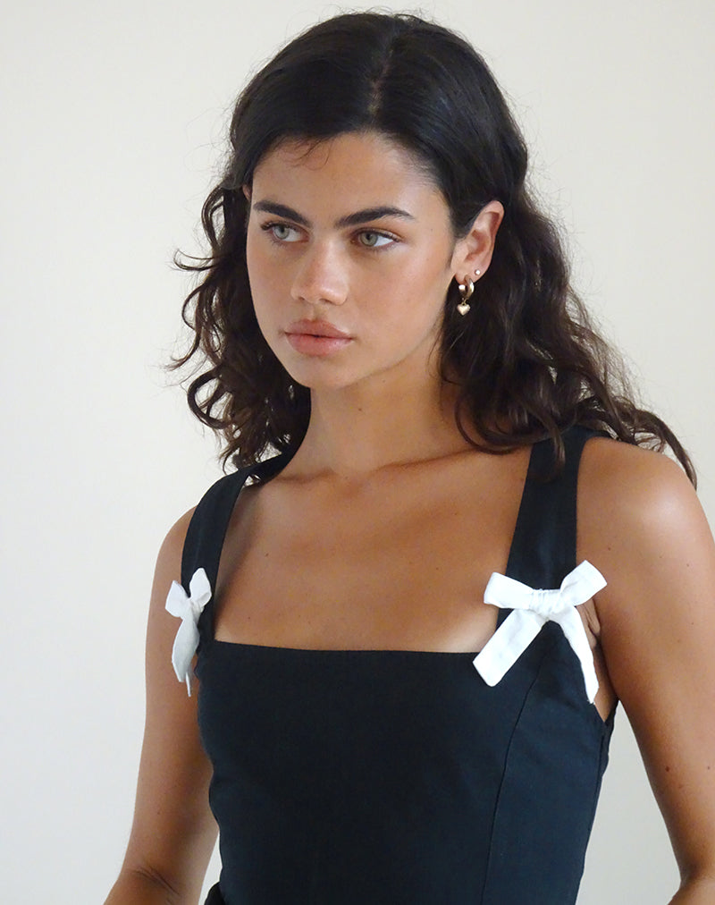 Clesiel Midi Dress in Tap Shoe met Off White Strikken