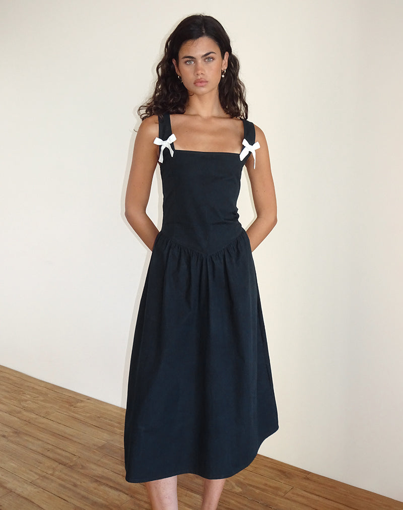 Afbeelding van Clesiel Midi Dress in Tap Shoe met Off White Strikken