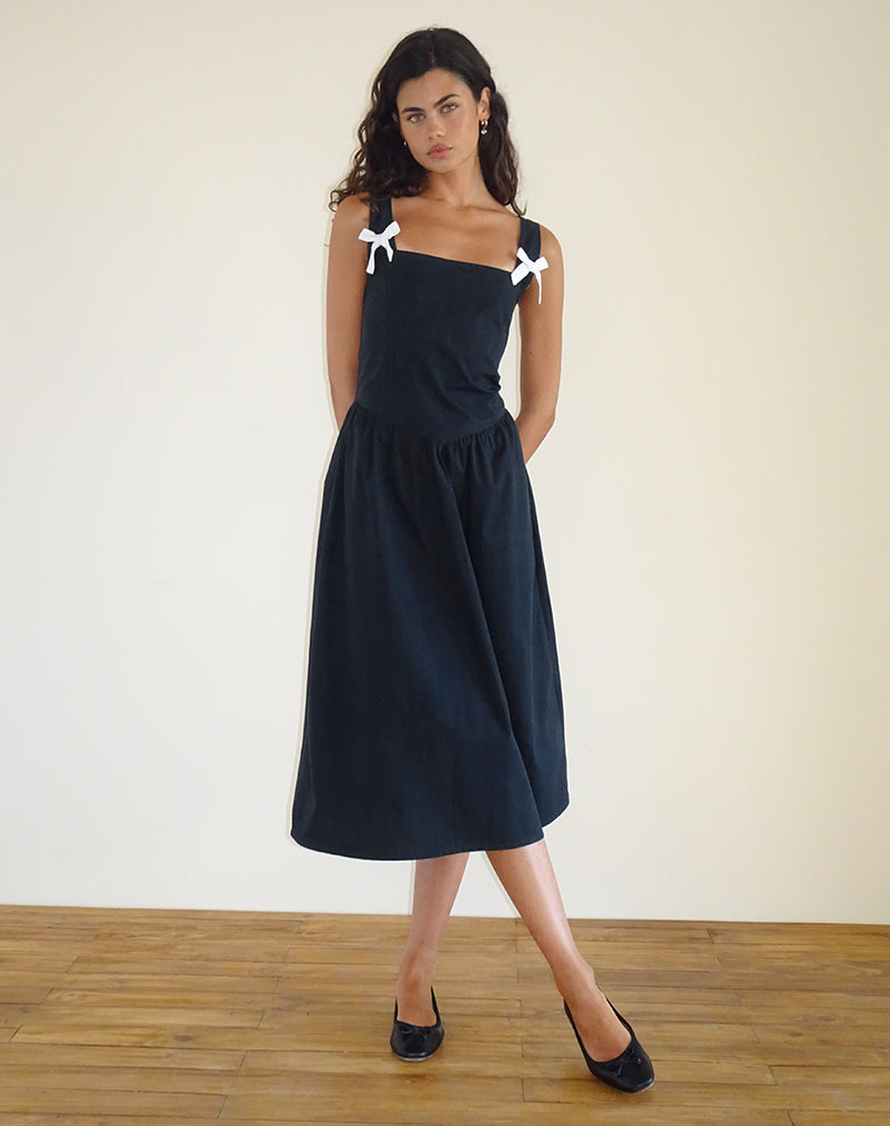 Afbeelding van Clesiel Midi Dress in Tap Shoe met Off White Strikken