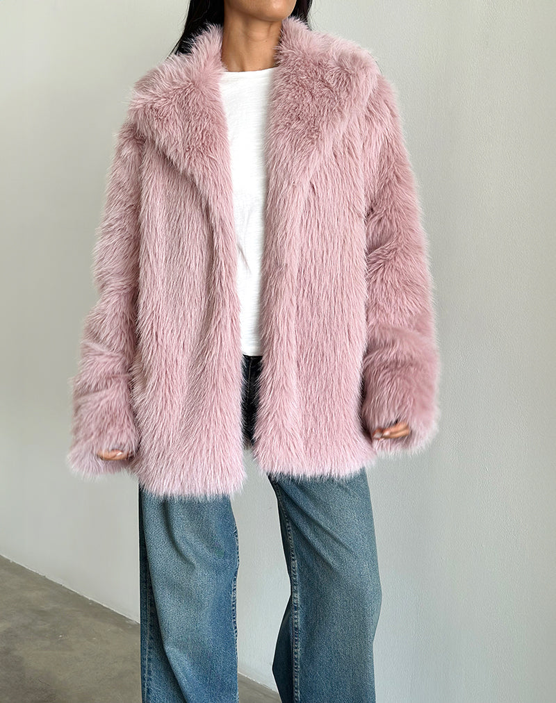 Afbeelding van Lupita jas in imitatiebont Dusty Pink