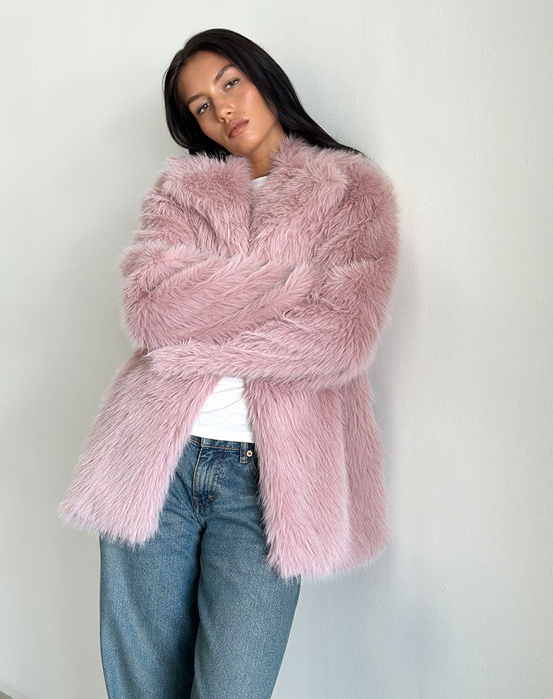 Afbeelding van Lupita jas in imitatiebont Dusty Pink