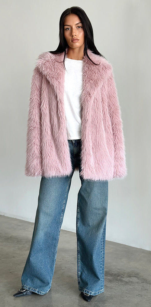 Afbeelding van Lupita jas in imitatiebont Dusty Pink