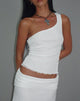 Afbeelding van Cochise Naaddetail One Shoulder Mesh Top in Ivoor