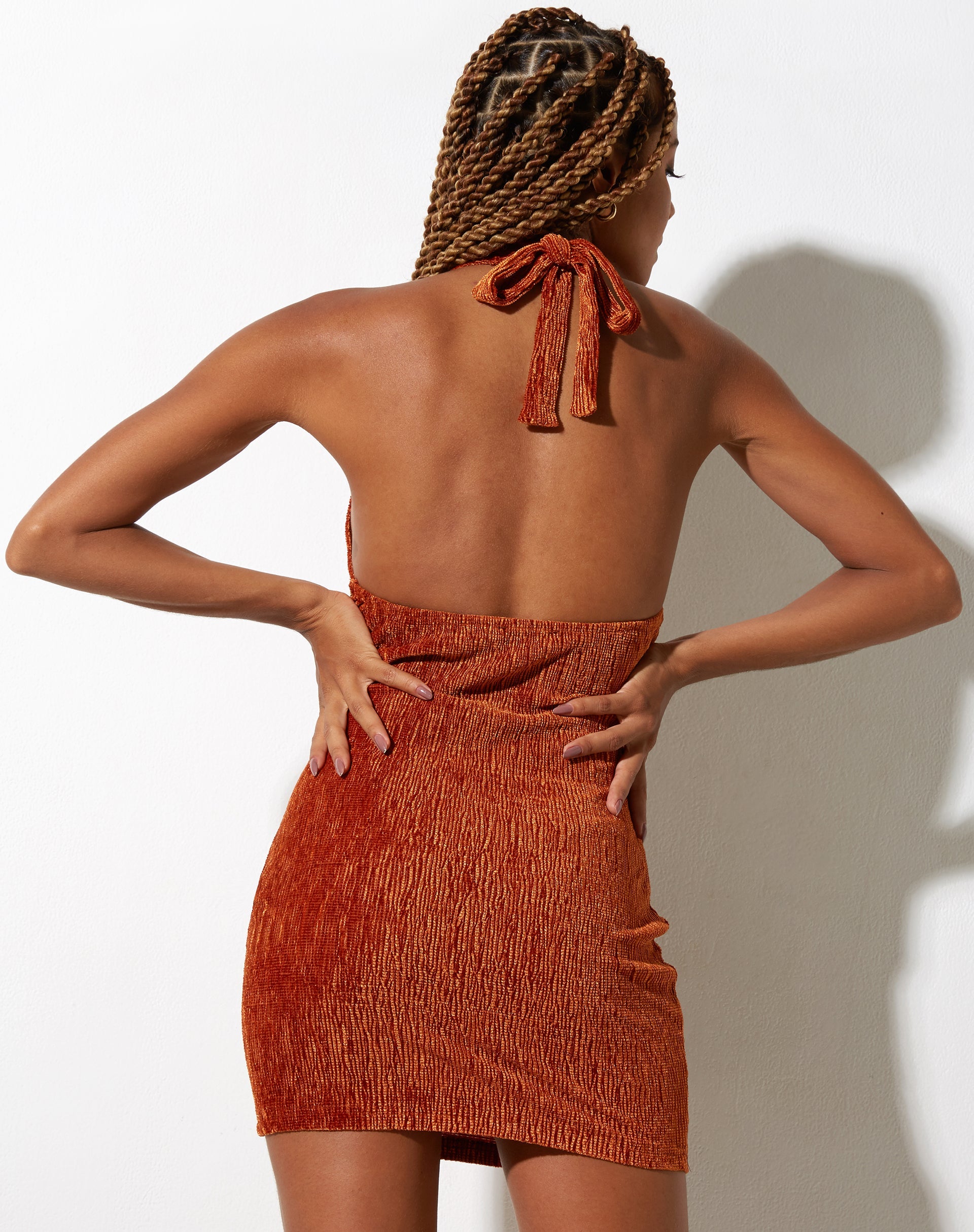 BEELD VAN Coby Mini Dress in Velvet Rust