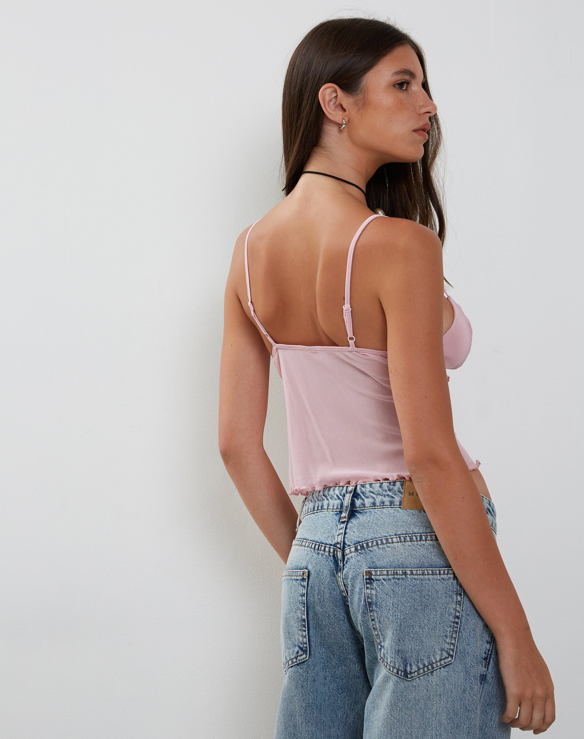 Afbeelding van Cojira Mesh Vlinder Top in Baby Roze