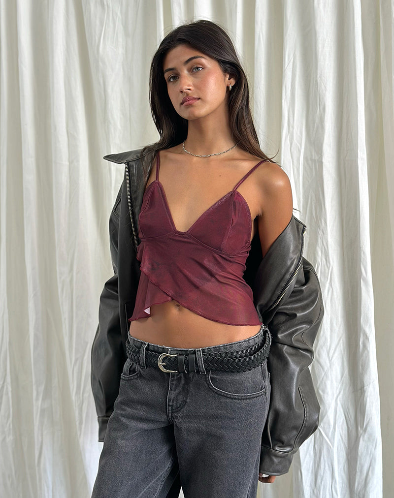 Cojira Mesh Vlinder Top in Ton-sur-Bourgondisch Paisley