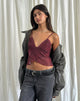 Afbeelding van Cojira Mesh Vlinder Top in Ton-sur-ton bordeaux Paisley