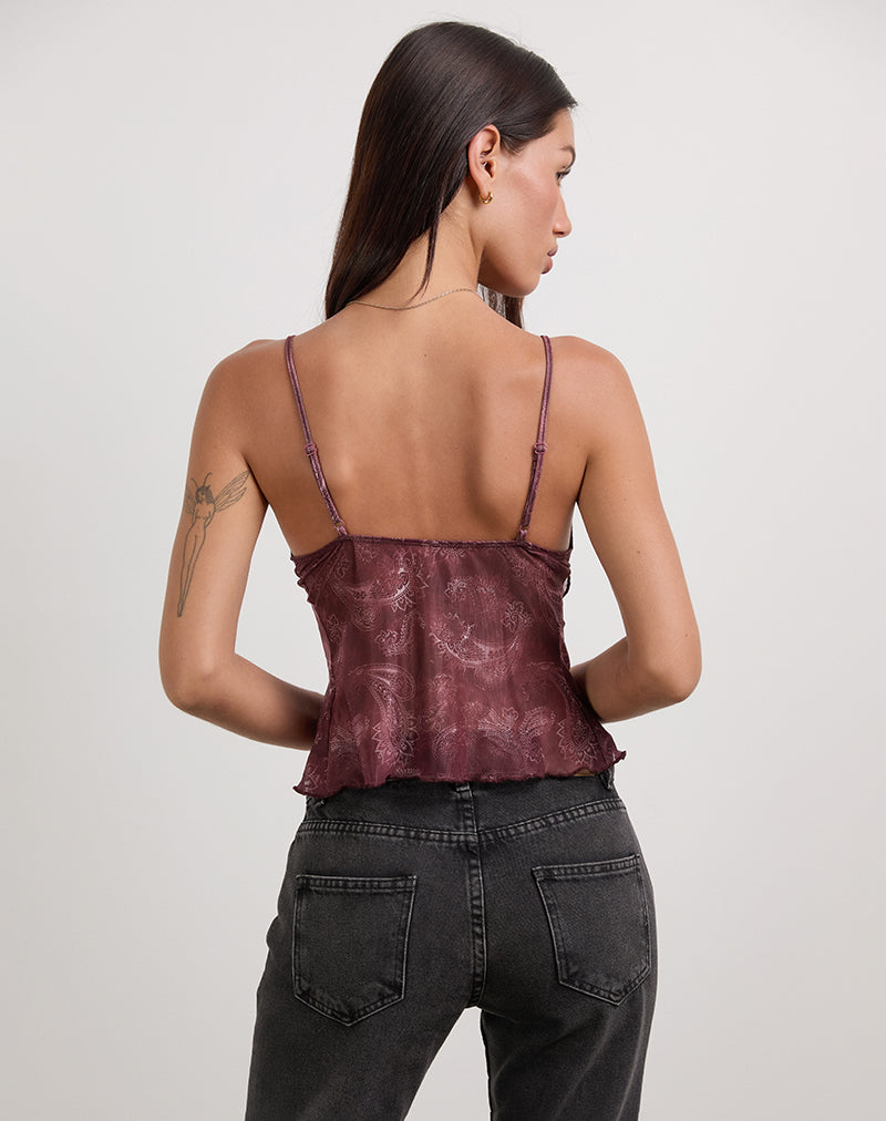 Afbeelding van Cojira Top in Mesh Tonal Paisley Plum