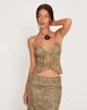 Afbeelding van Cojira Mesh Vlinder Top in Ton-sur-ton Paisley Groen