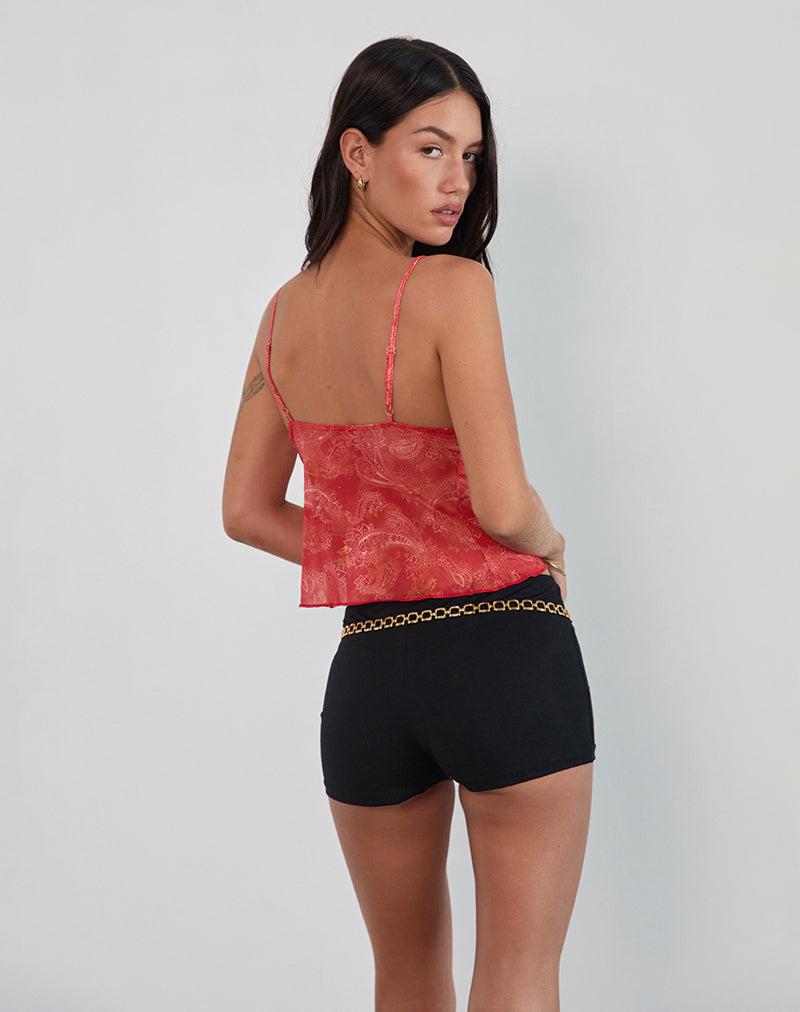 Afbeelding van Cojira Mesh Vlinder Top in ton-sur-ton Paisley Rood