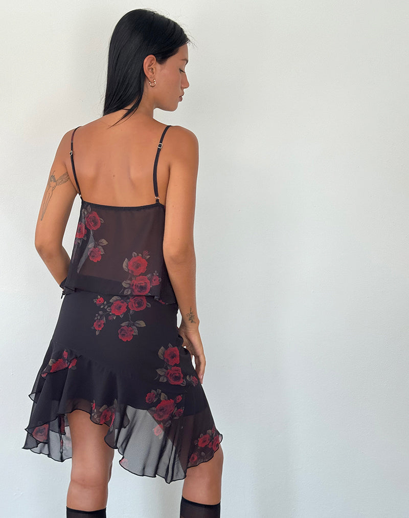 Afbeelding van Cojira Mesh Vlinder Top in Vintage Rozen Zwart