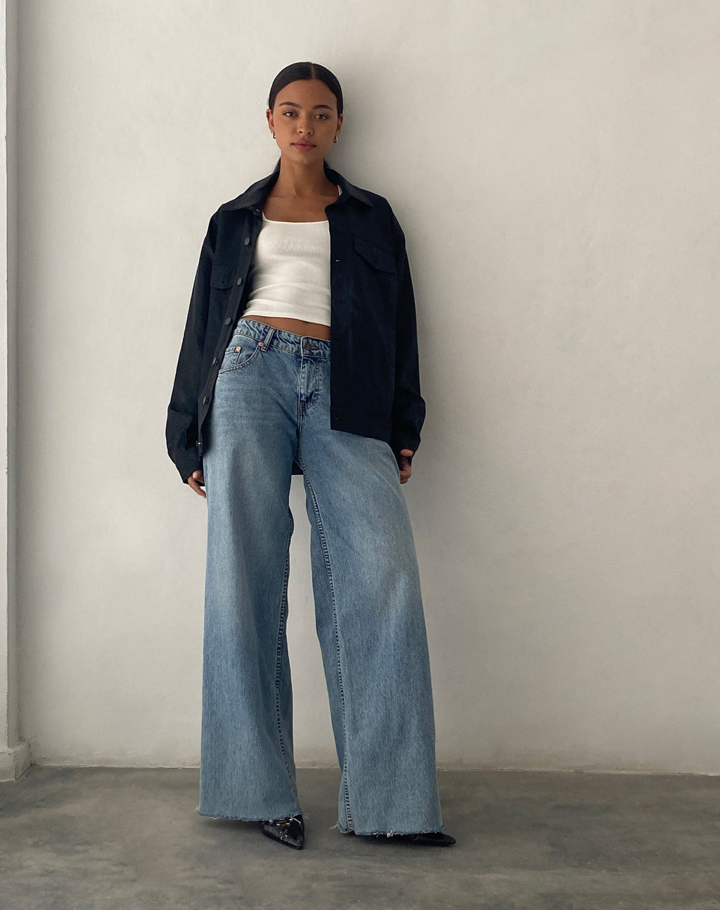 Colleen oversized jas in PU zwart
