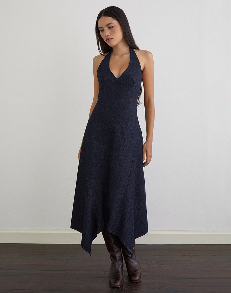 Afbeelding van Comari Midi-jurk in chambray indigo