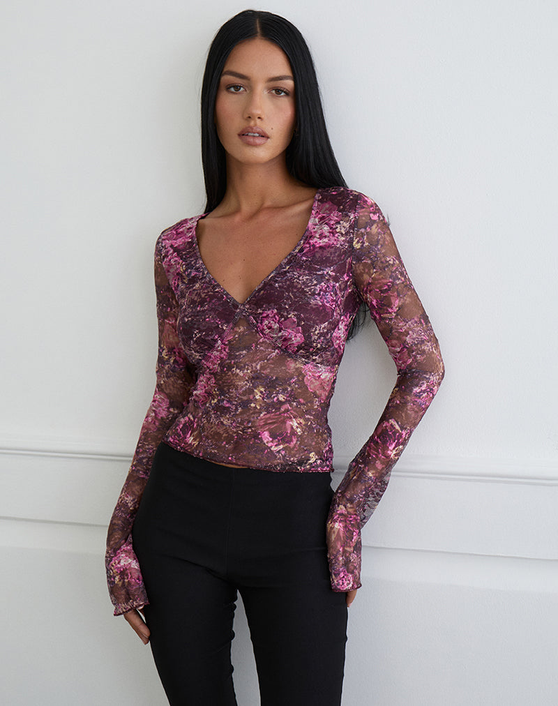 Copriva Top in Abstract Roze en Pruim