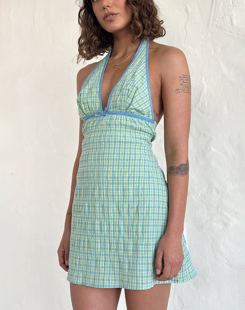 Afbeelding van Corla Mini Dress in Check Green