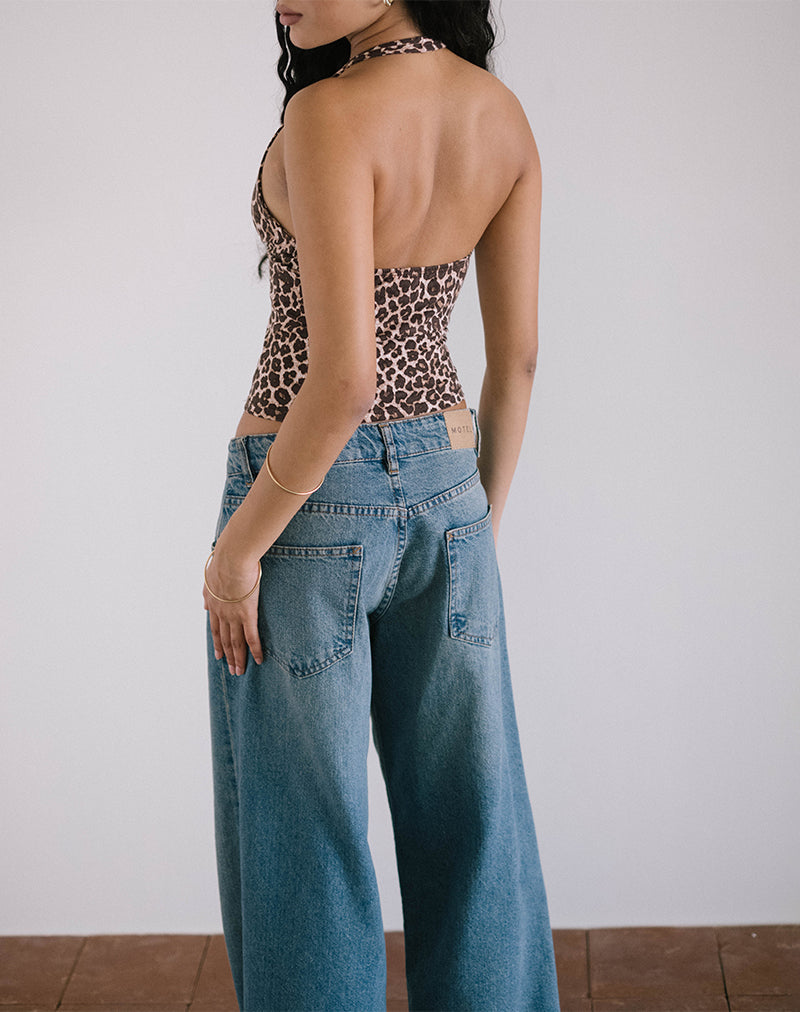 Afbeelding van Cosimo Halterneck Top in Rar Leopard Sandstorm