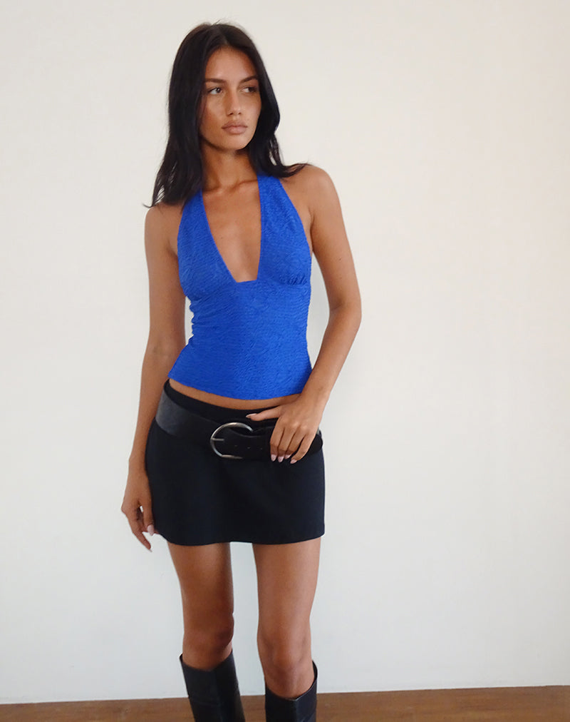 Afbeelding van Cosimo Haltertop in Textured Mesh Blauw