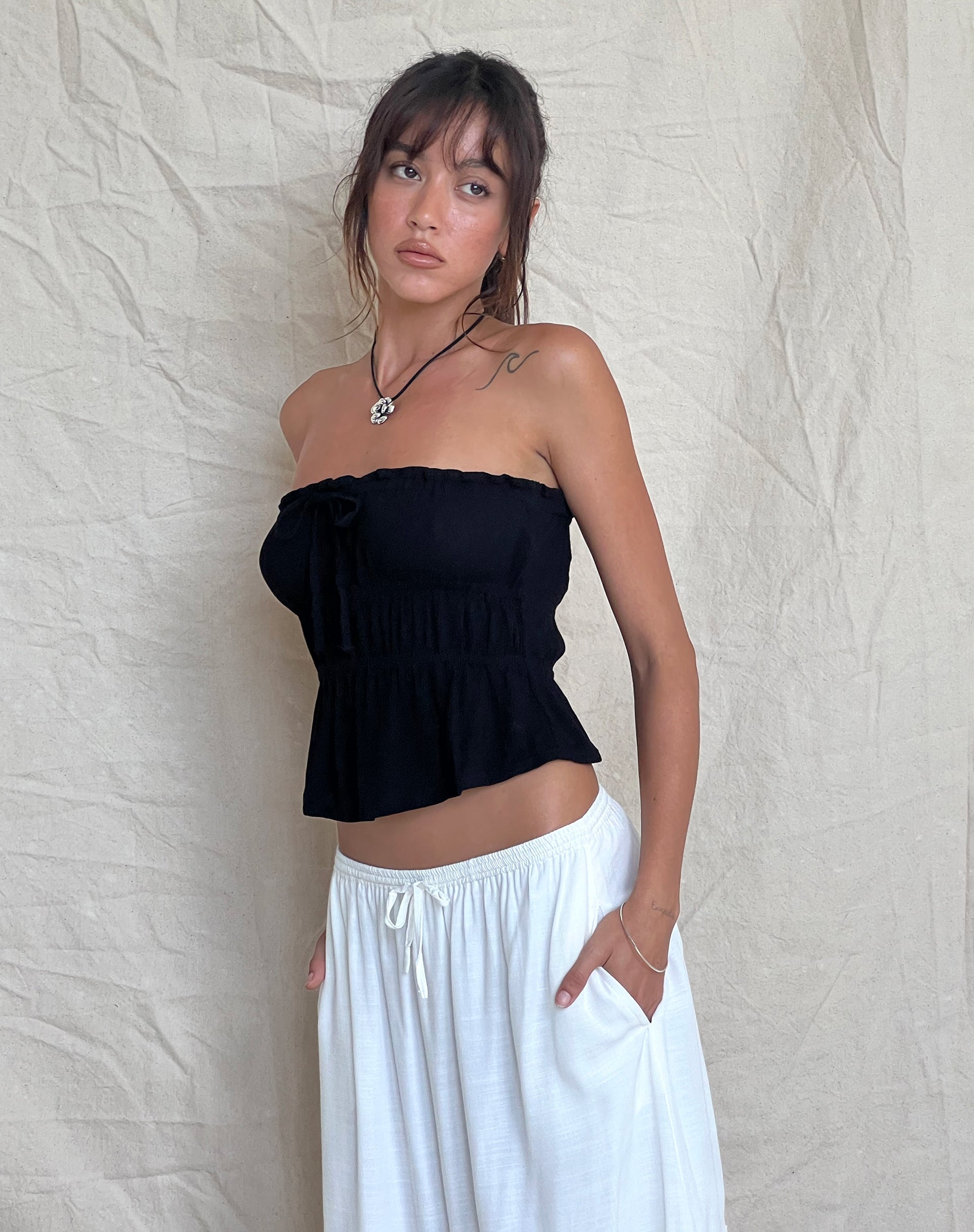 Afbeelding van Cove Bandeau Top in Crinkle Black